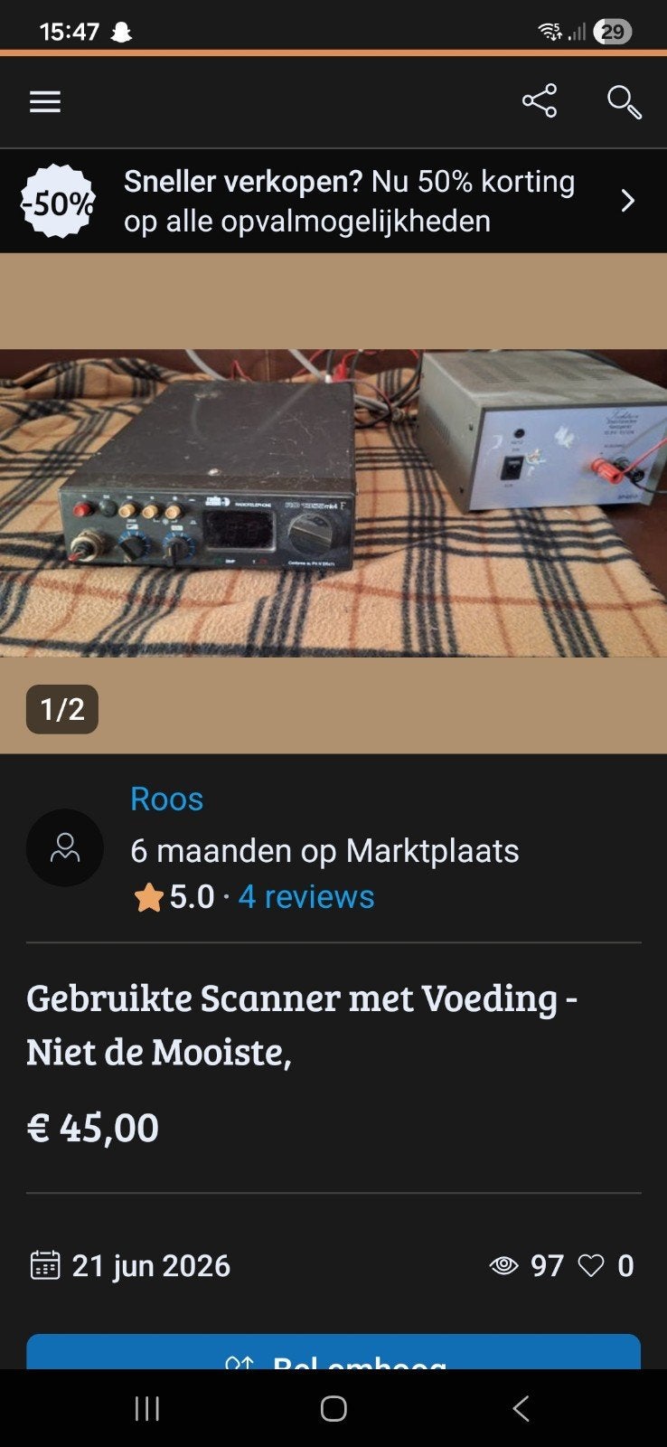 Bakkie om te luisteren met voeding, Ophalen, Gebruikt