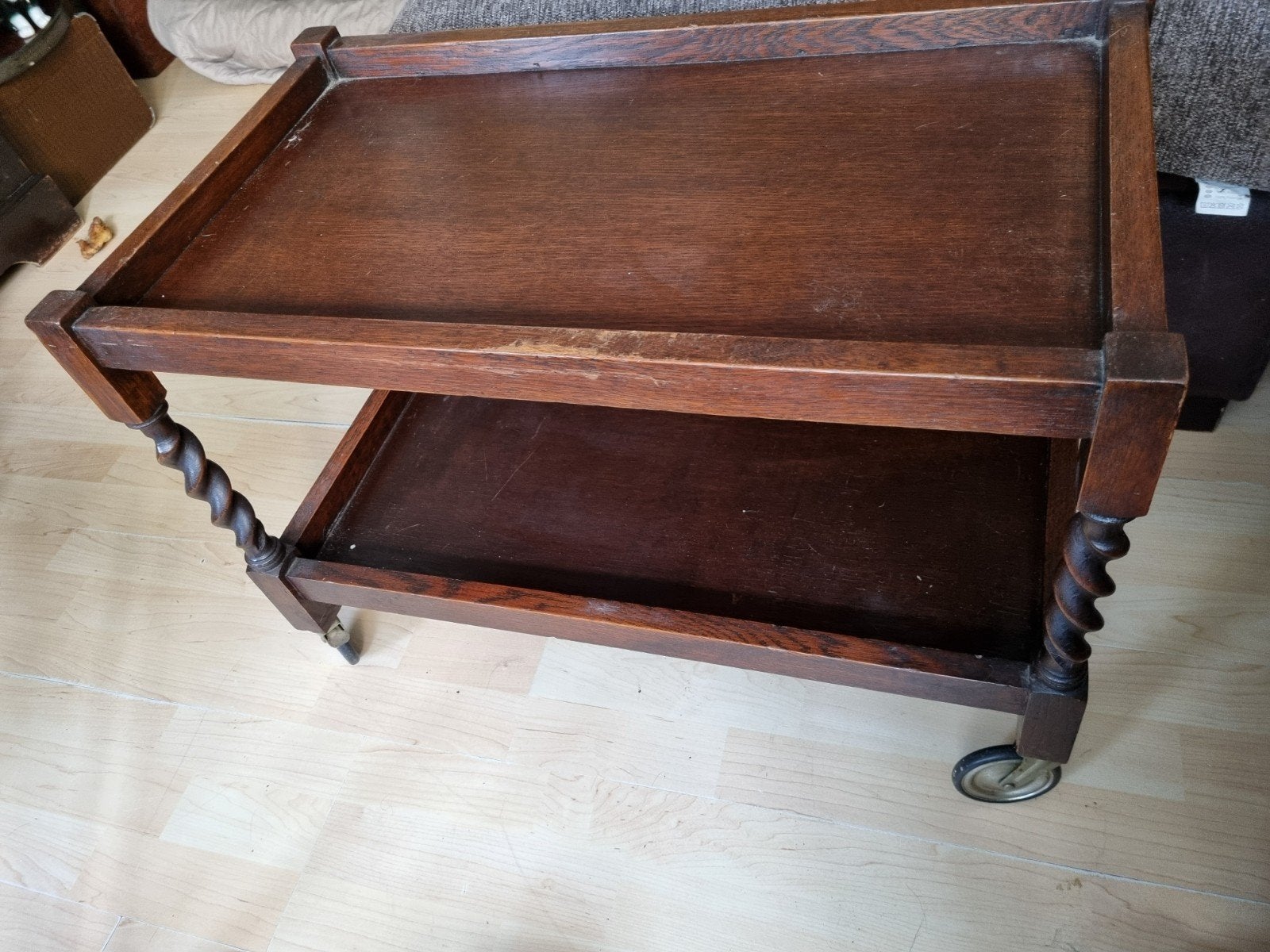 Vintage houten theewagen / drankwagen met wielen, Ophalen