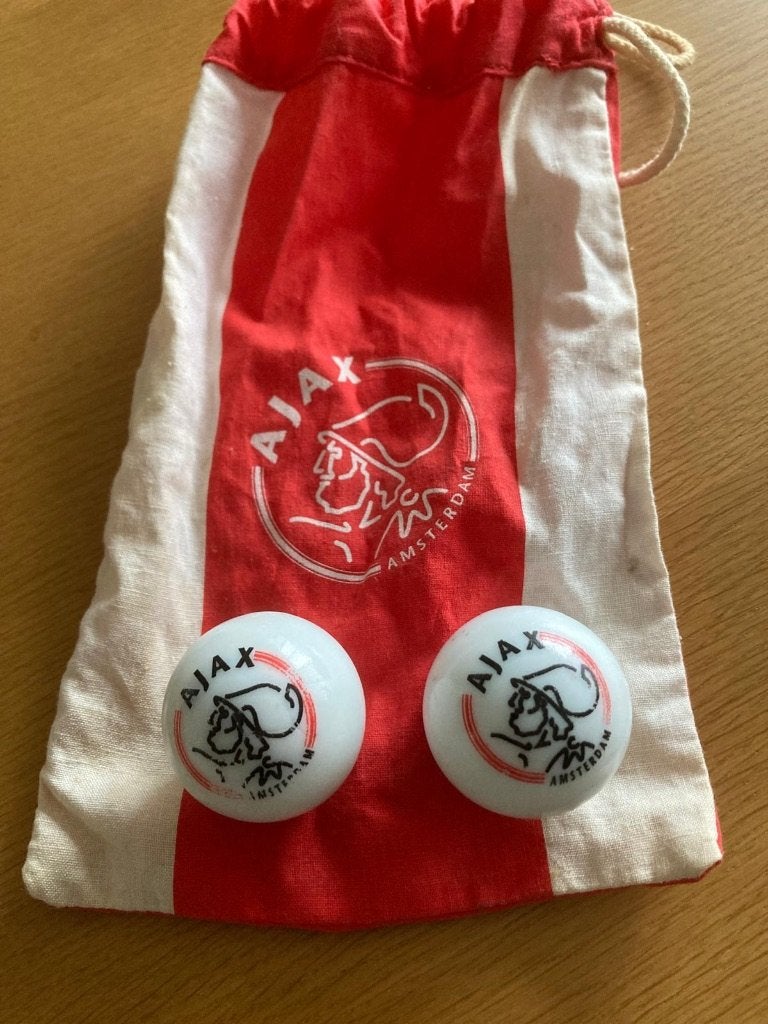 Ajax knikkers met knikkerzak *GEBRUIKT*, Ophalen of Verzenden, Gebruikt, Ajax, Overige typen