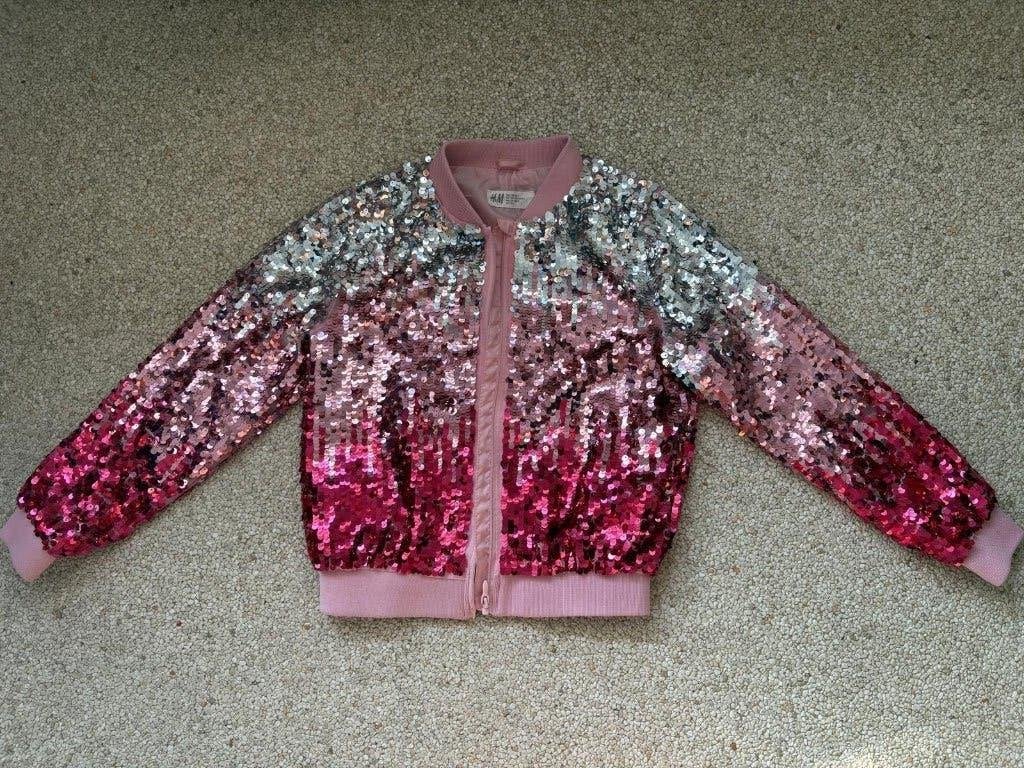 Glitterjasje maat 128 zo goed als nieuw, Meisje, H&M, Ophalen of Verzenden, Zo goed als nieuw