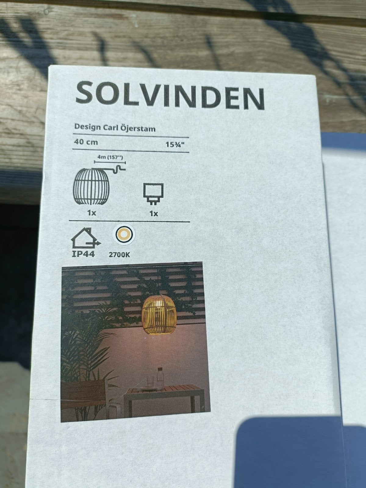 Nieuwe IKEA SOLVINDEN buitenlamp - Hanglamp 40 cm, Tuin en Terras, Buitenverlichting, Minder dan 50 watt, Wandlamp, Nieuw, Ophalen of Verzenden