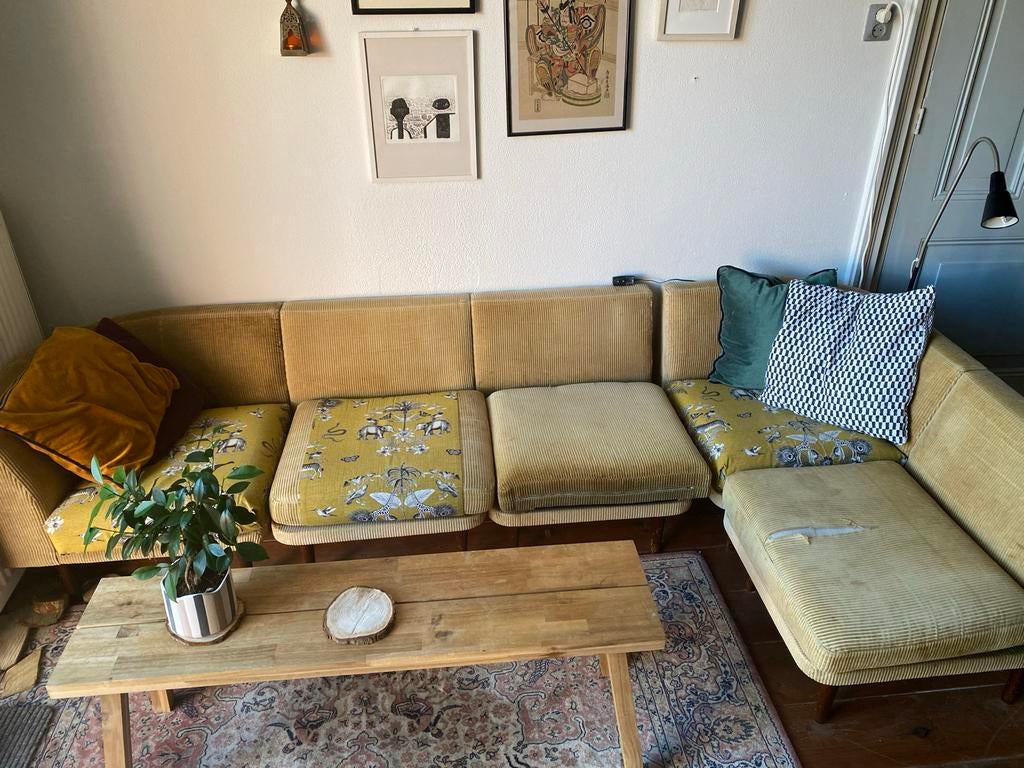 Vintage Modulaire Bank - Opnieuw te Stofferen, Ophalen, Gebruikt, Stof