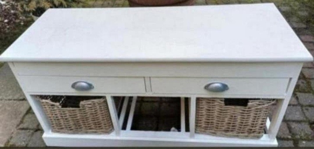 Witte landelijke ladekast, Ophalen, Gebruikt, Overige materialen, 100 tot 150 cm