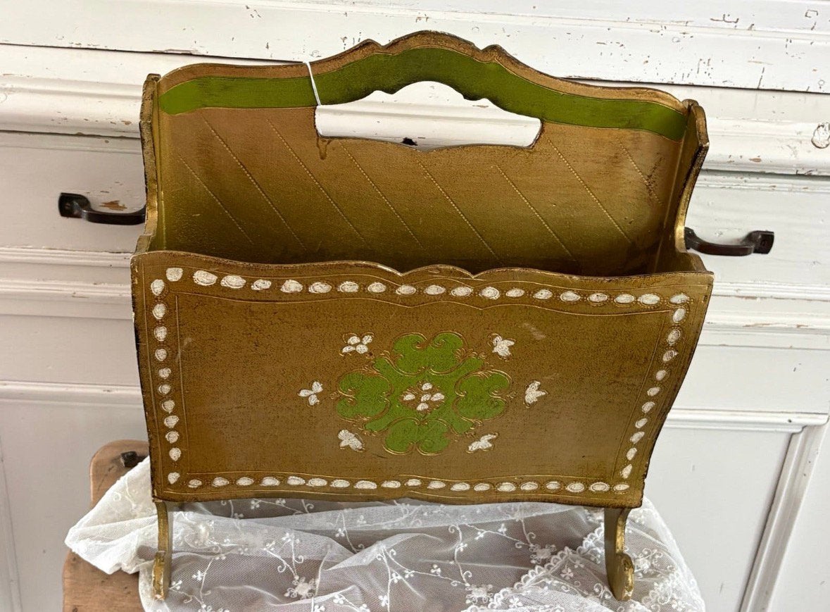 Brocante houten krantenbak italiaanse stijl, Antiek en Kunst, Ophalen of Verzenden