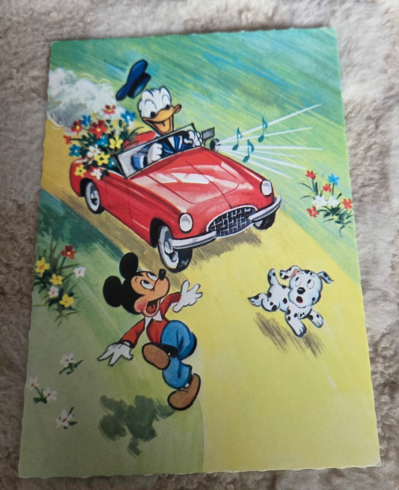 Vintage Disney Ansichtkaart: Mickey, Donald & Dalmatiër, Verzenden, 1960 tot 1980, Ongelopen, Kinderen