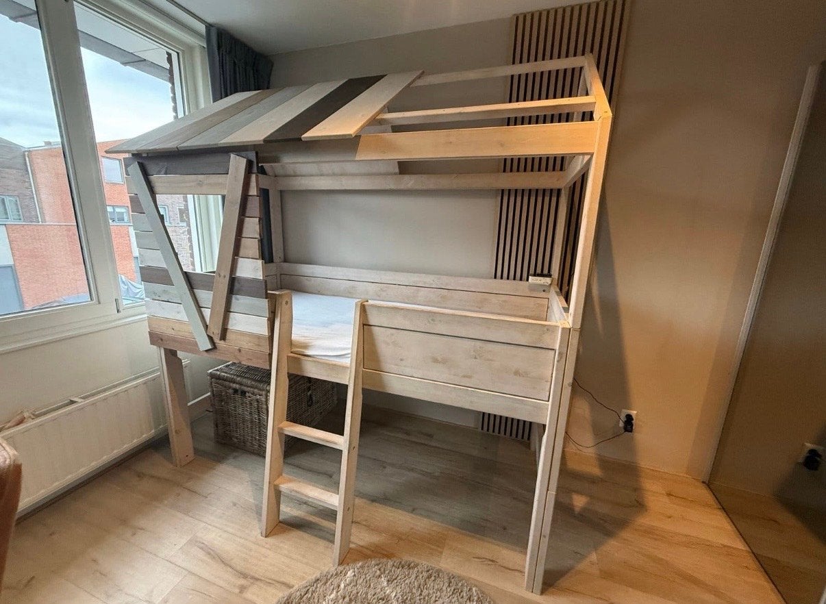 Life Time Halfhoogslaper met Spiegel, Ophalen, 85 tot 100 cm, Gebruikt, Hoogslaper of Stapelbed