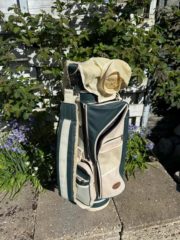 Stijlvolle Retro Golf Tas - Groen/Crème met Bontvoering, Ophalen, Zo goed als nieuw, Tas, Overige merken