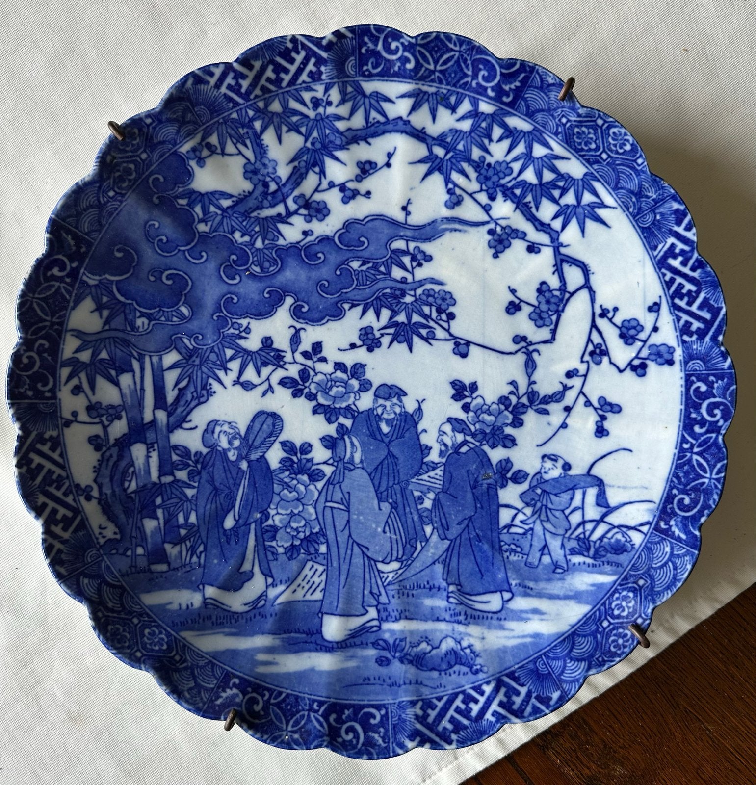 Antiek Japans Imari Porseleinen Schotel - Blauw/Wit, Ophalen