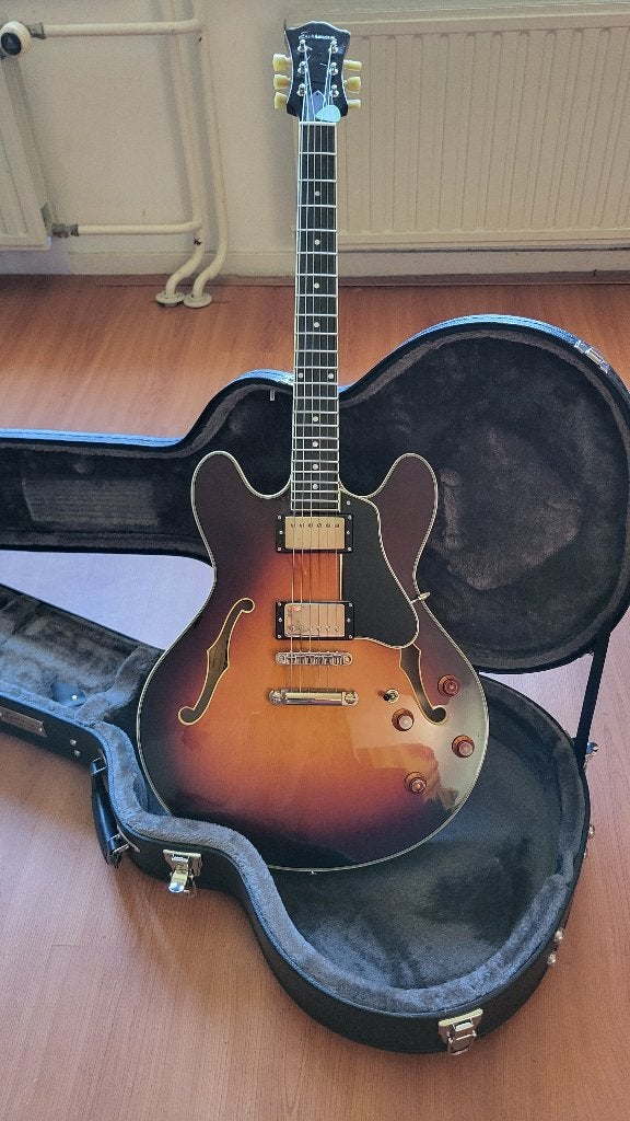 Eastman T386-SB  Sunburst elektrische gitaar, Muziek en Instrumenten, Semi-solid body, Met versterker, Zo goed als nieuw, Ophalen