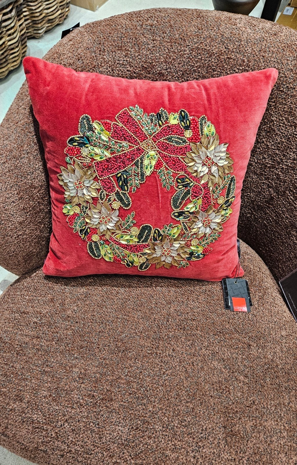 COLMORE NIEUW X-mass sierkussen 45x45 met kraaltjes/paillett, Overige merken, Met print, Nieuw, Ophalen of Verzenden
