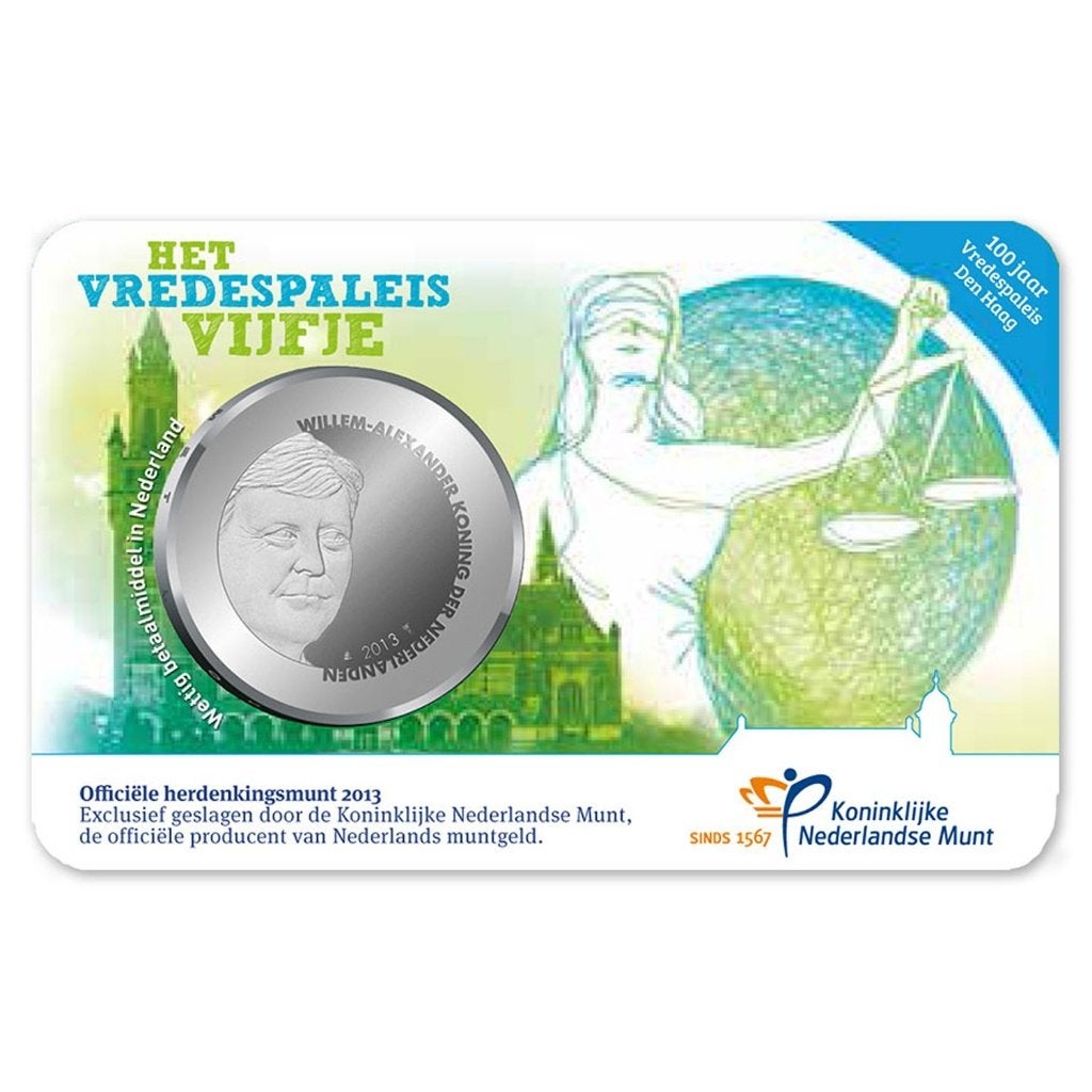 Vredespaleis vijfje in Coincard 2013 UNC, Ophalen of Verzenden, Koningin Beatrix, Euro's