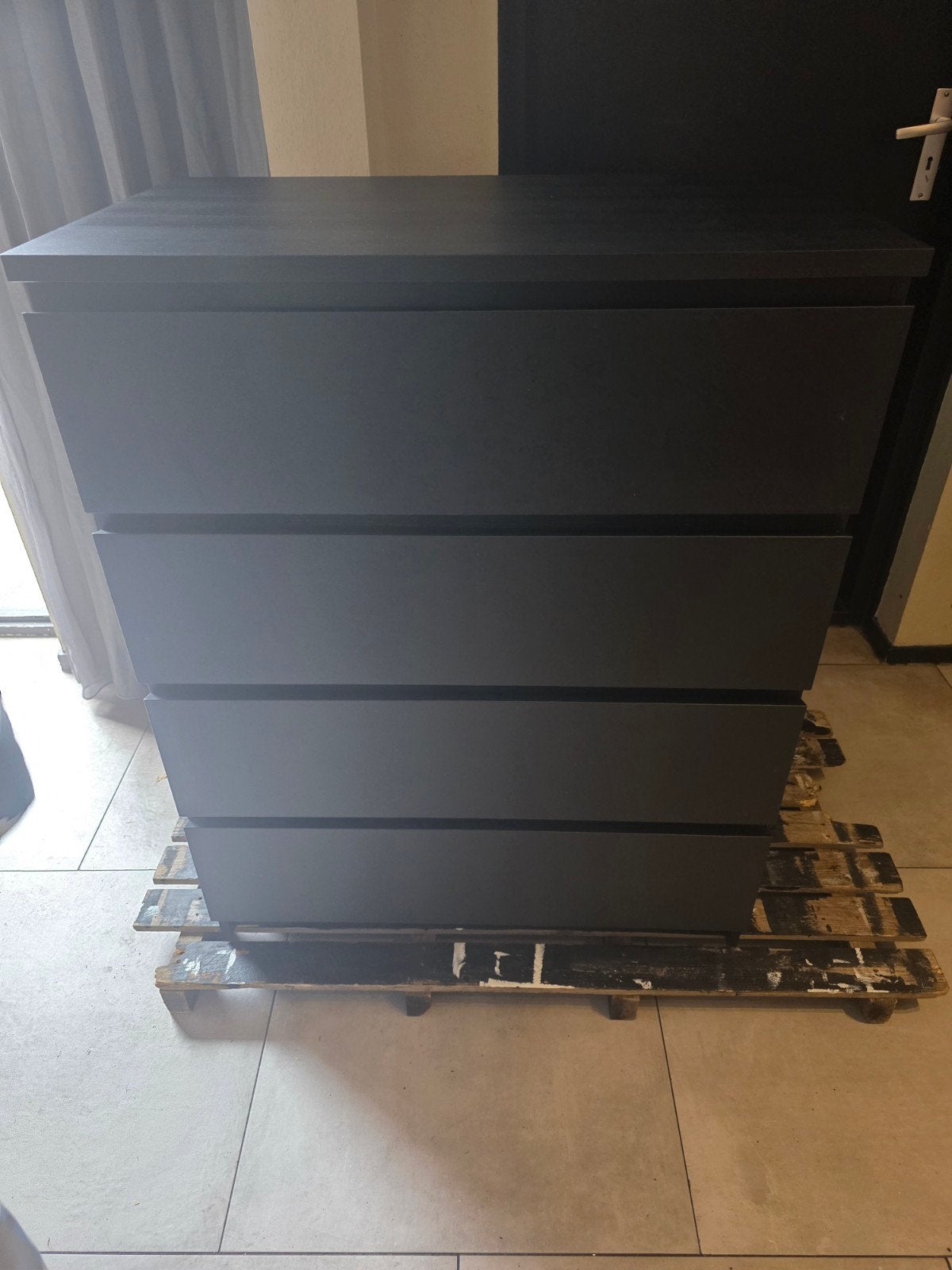 2x IKEA Malm Ladenkast - Mat Zwart, Ophalen, Gebruikt, 5 laden of meer, 100 tot 150 cm