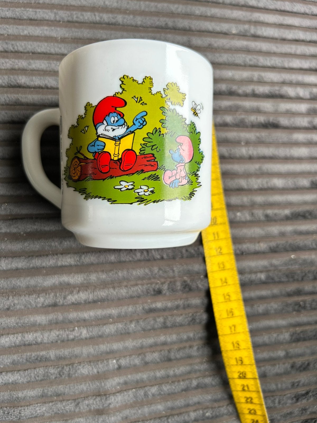 Oude beker Wit melkglas Smurfen, Verzamelen, Smurfen, Zo goed als nieuw, Ophalen of Verzenden