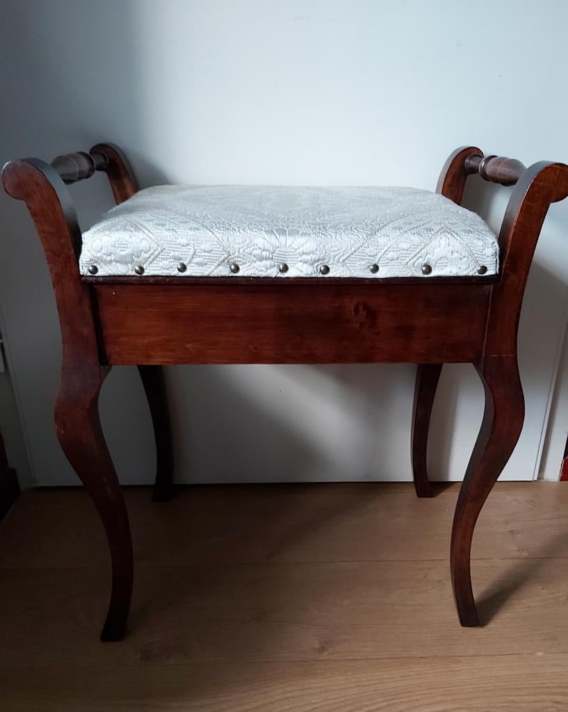 Piano kruk/stoel mahoniehouten /kaptafel stoeltje, Ophalen of Verzenden, Stof, 50 tot 75 cm, 50 tot 75 cm