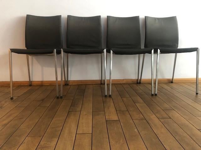 4 Zanotta stoelen zwart, Ophalen, Gebruikt, Zwart, Italian Design