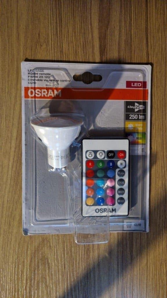 OSRAM LED RGB GU10 Lamp + Afstandsbediening, Led-lamp, Minder dan 30 watt, Modern RGB sfeerverlichting met afstandsbediening, Nieuw