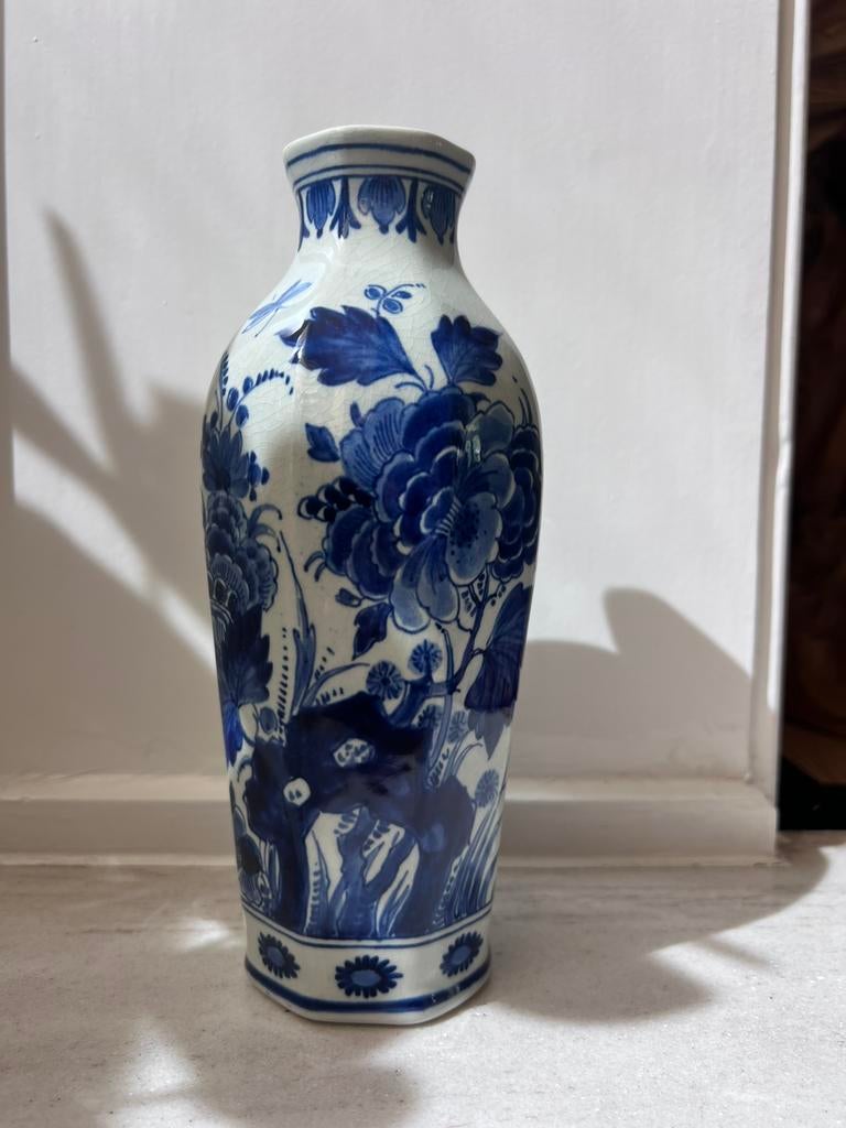 20 cm hg vaasje delftsblauw de porceleyne fles  1924, Antiek en Kunst, Ophalen of Verzenden