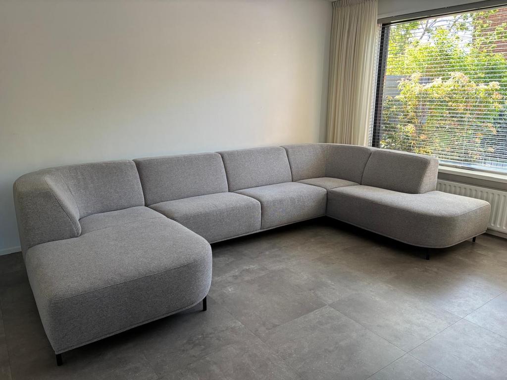 Luxe Goossens U-Bank - Zo goed als nieuw - Grijs, Ophalen, Design, Hoekbank, 300 cm of meer