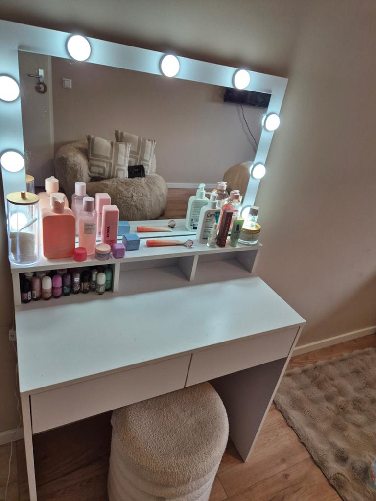 Make-up tafel met Hollywood lampen & bijpassend bureau, Ophalen, 100 tot 150 cm, 100 tot 150 cm, Modern, Hollywood Glamour