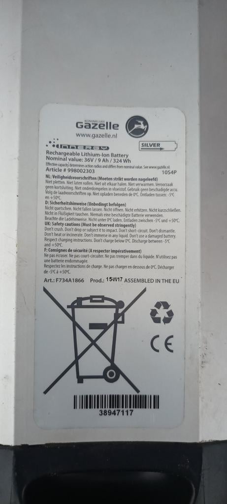 Gazelle accu zilver (defect), Ophalen, Gebruikt