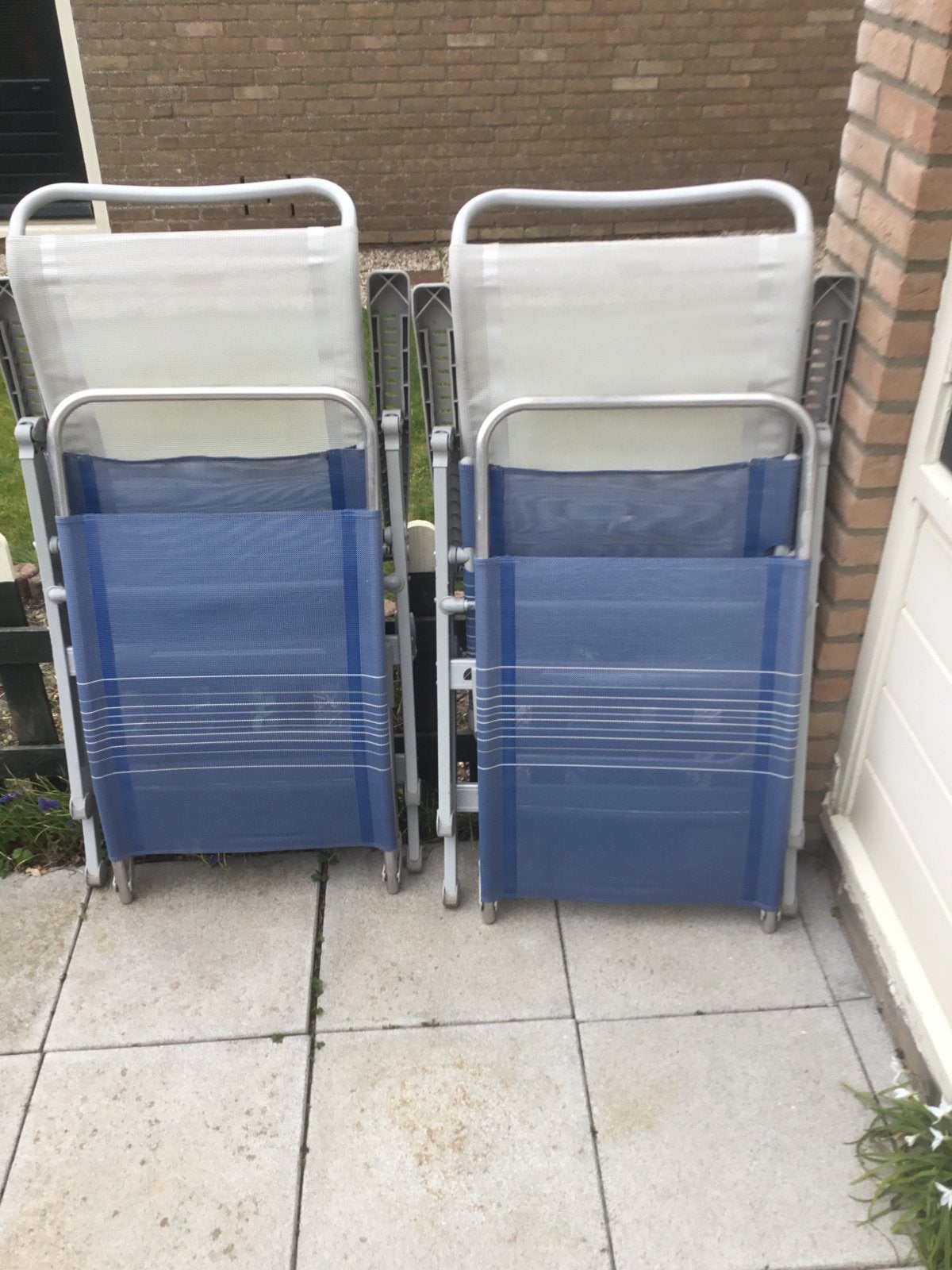 2 Ducdalf campingstoelen met voetenbankjes, Ophalen, Gebruikt