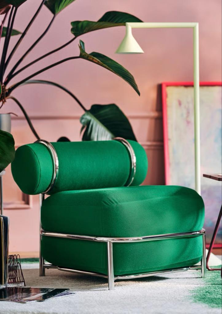 Ikea PS 2026 fauteuil - Groen met chromen frame, Ophalen, Twee, Overige kleuren, Nieuw