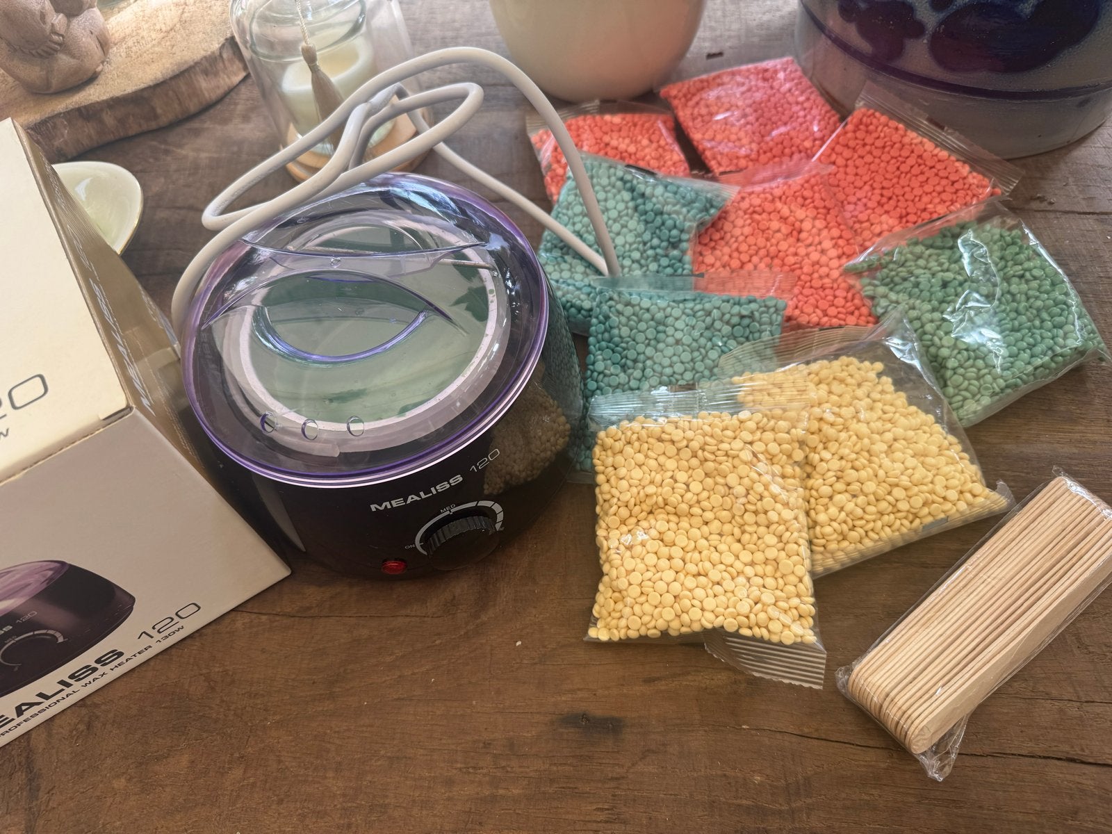 Mealiss 120 Wax Heater met waxparels en spatels, Ophalen of Verzenden, Zo goed als nieuw, Overige typen