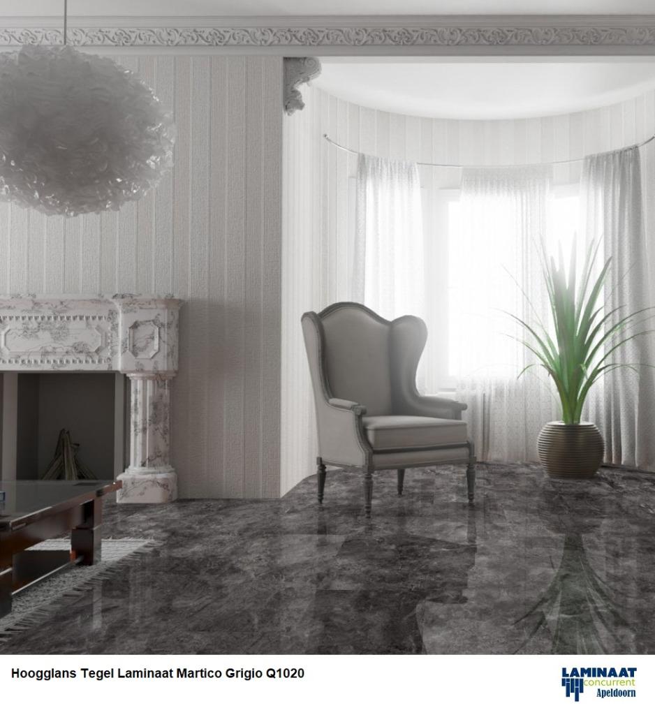 Hoogglans Tegel Laminaat Martico Grigio Q1020 81cm X 40cm, 75 m² of meer, Nieuw, Ophalen of Verzenden, Laminaat