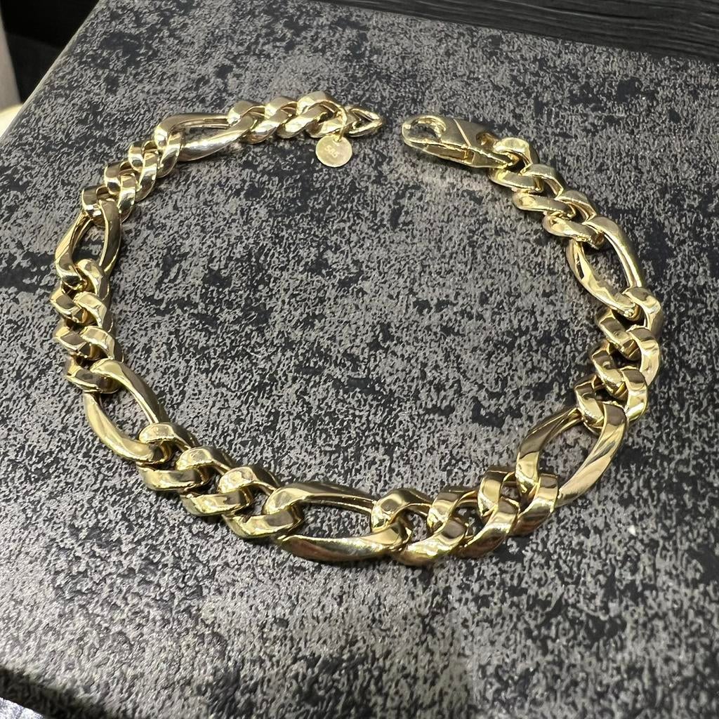 14k gouden armband figaro schakel, Ophalen of Verzenden, Zo goed als nieuw, Goud
