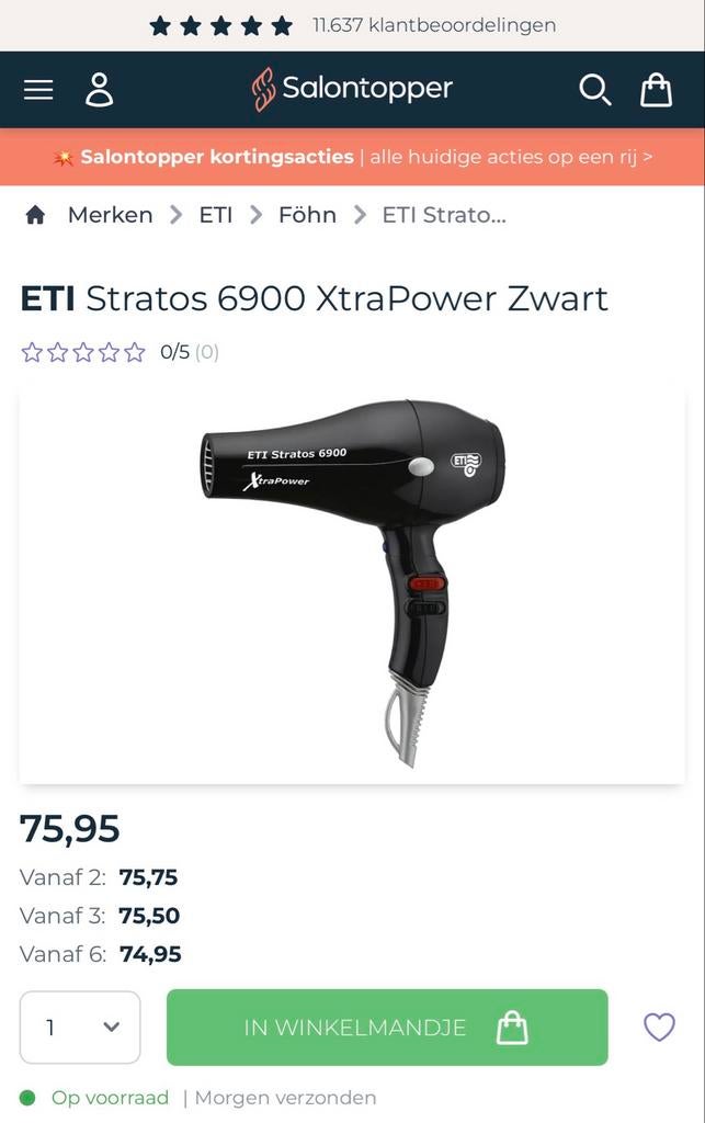 ETI Stratos 6900 XtraPower Föhn - Krachtige Haarstyling, Witgoed en Apparatuur, Overige Witgoed en Apparatuur, Ophalen of Verzenden