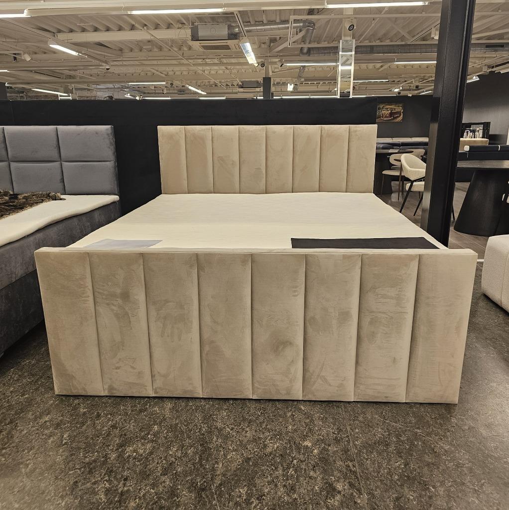 Boxspring Piano 2 Pers. inclusief Opbergruimte & Matrassen, Crème, Ophalen of Verzenden, 180 cm, 200 cm