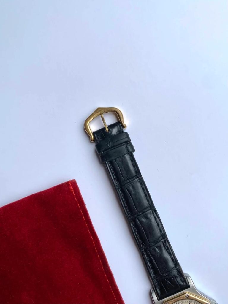 Cartier Santos Octagon 187902 12 maanden garantie!, Overige merken, Leer, Staal, Polshorloge