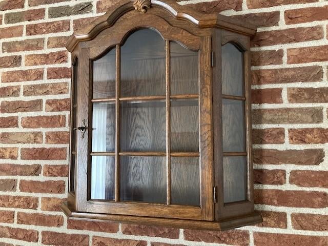 Hang vitrinekast eikenhout, Huis en Inrichting, Kasten | Vitrinekasten, Ophalen, Glas, Met deur(en), 50 tot 100 cm