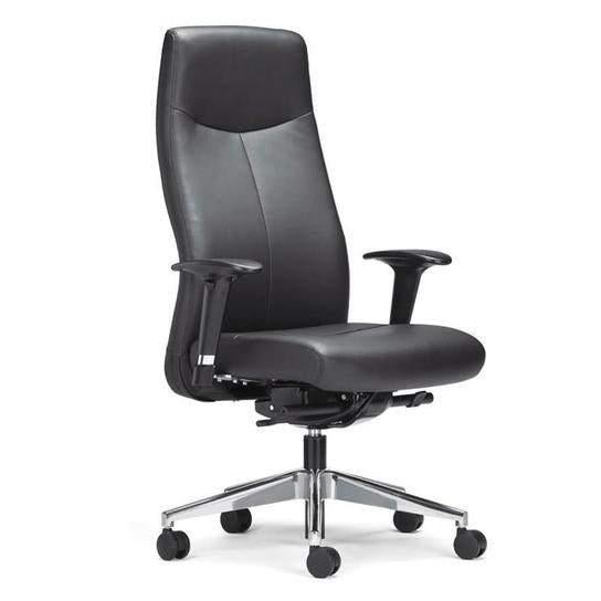 Directie bureaustoel XL zwart leer leder ( hoge rugleuning ), Postbus, VST, Zwart, Nieuw