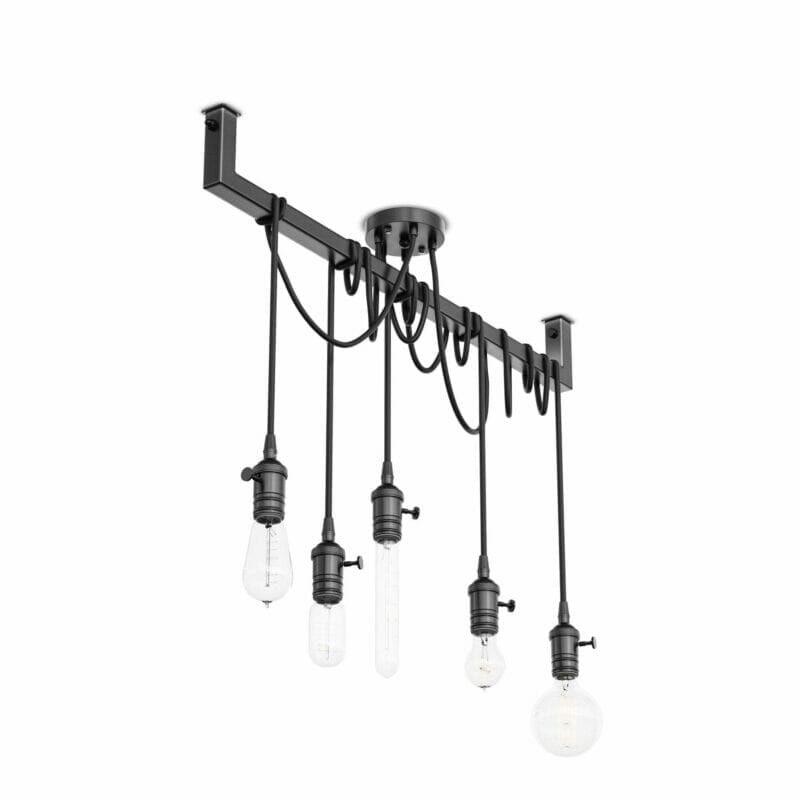 Industriële loftbar verlichting 7 lamps, Huis en Inrichting, Lampen | Hanglampen, Ophalen of Verzenden, Zo goed als nieuw, Industrieel