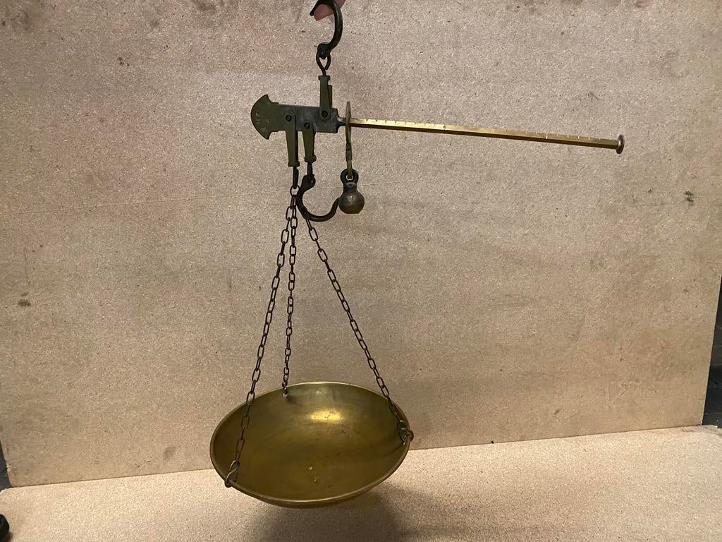 Antieke koperen weegschaal, Antiek en Kunst, Antiek | Gereedschap en Instrumenten, Ophalen of Verzenden