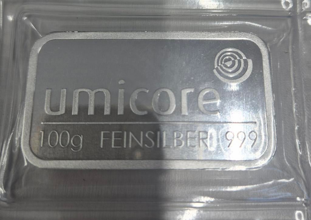 Zilverstaaf 100g Umicore - Nieuw in Verpakking, Postzegels en Munten, Edelmetalen en Baren, Ophalen of Verzenden