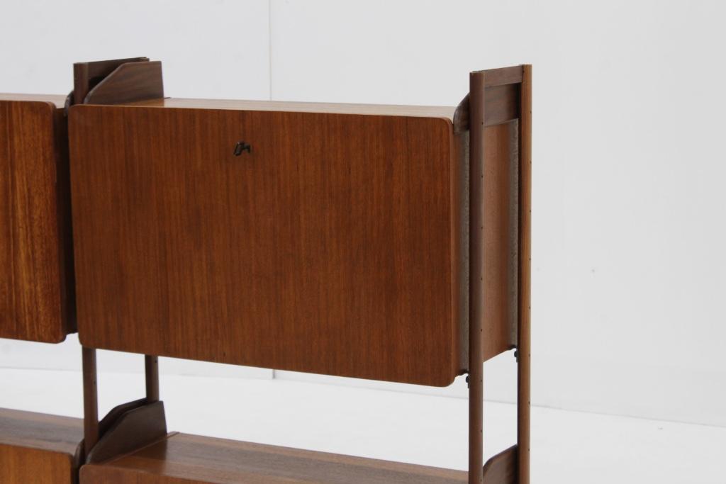 Vintage Italiaanse Mid-century wandkast boeken teak 1960s, Ophalen, Vintage, design, Italiaans, 150 tot 200 cm, Teakhout