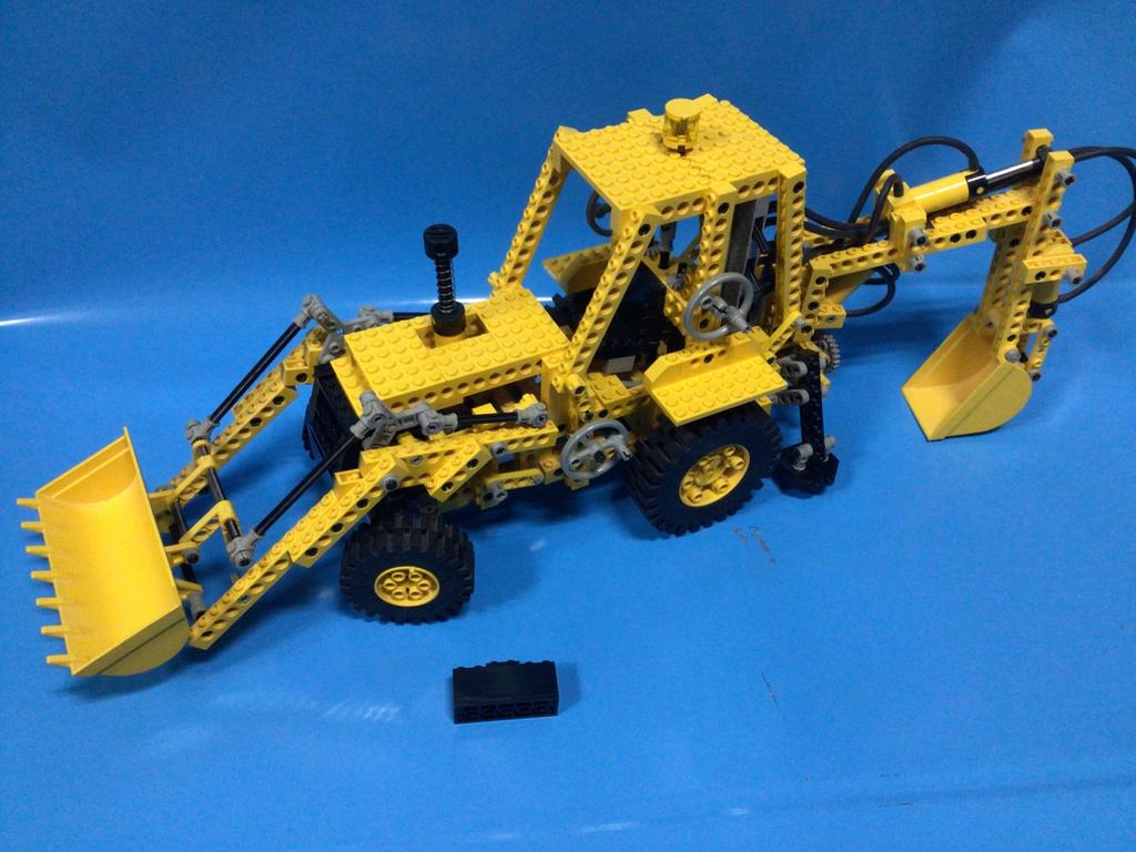 Gele Lego Technic Backhoe loader Graafmachine, Ophalen of Verzenden, Gebruikt, Complete set, Lego