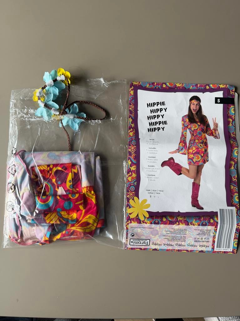 Happy Hippie Carnavalskleding - Maat S, Kleding | Dames, Carnavalskleding en Feestkleding, Ophalen, Carnaval, Zo goed als nieuw