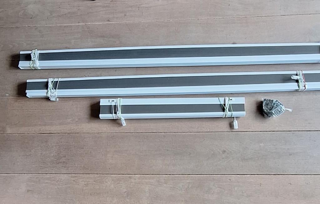 Plissé up down gordijnen  met bevestigingklemmen, Ophalen of Verzenden, Zo goed als nieuw, Grijs, 150 tot 200 cm