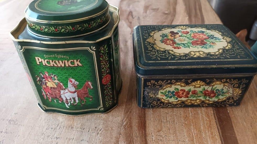 Diverse oude en nieuwere blikken en trommeltjes, Ophalen of Verzenden, Gebruikt, Overige, Pickwick