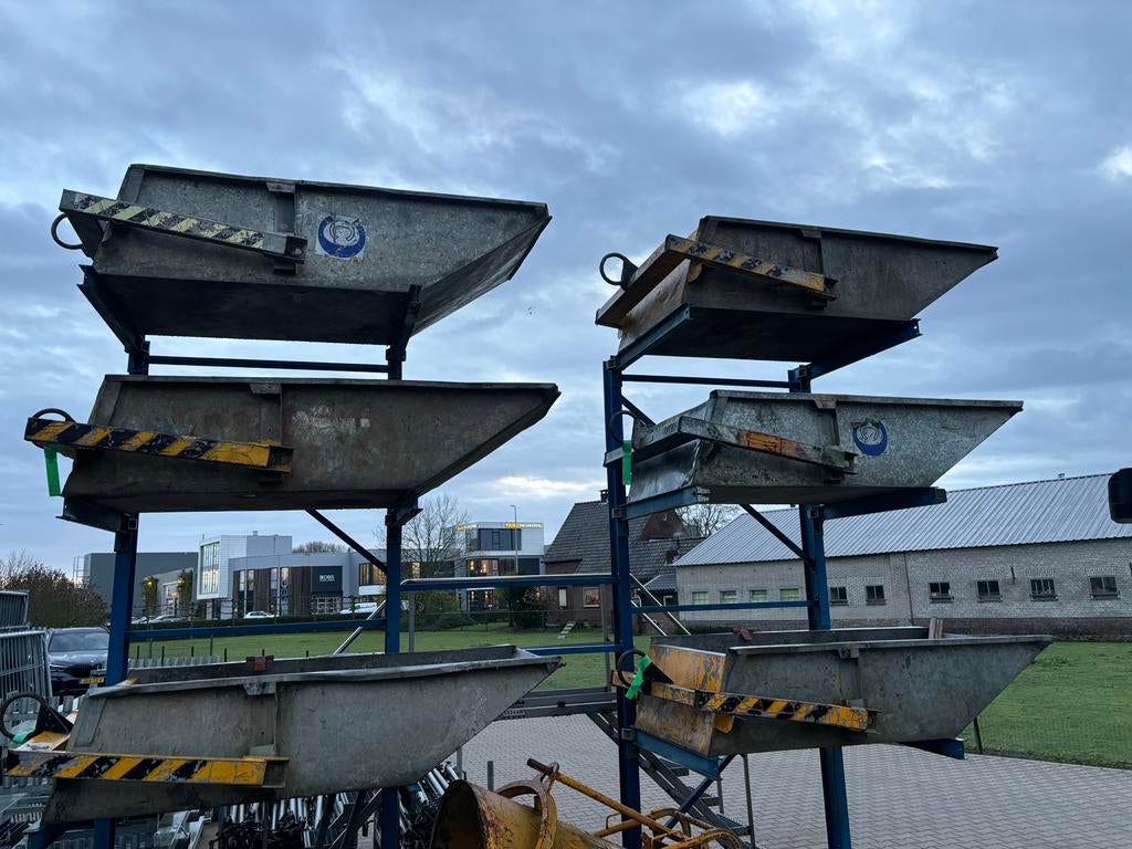 Stalen gegalvaniseerde hijsbak Cranecontainer 1000liter, Ophalen, Gebruikt