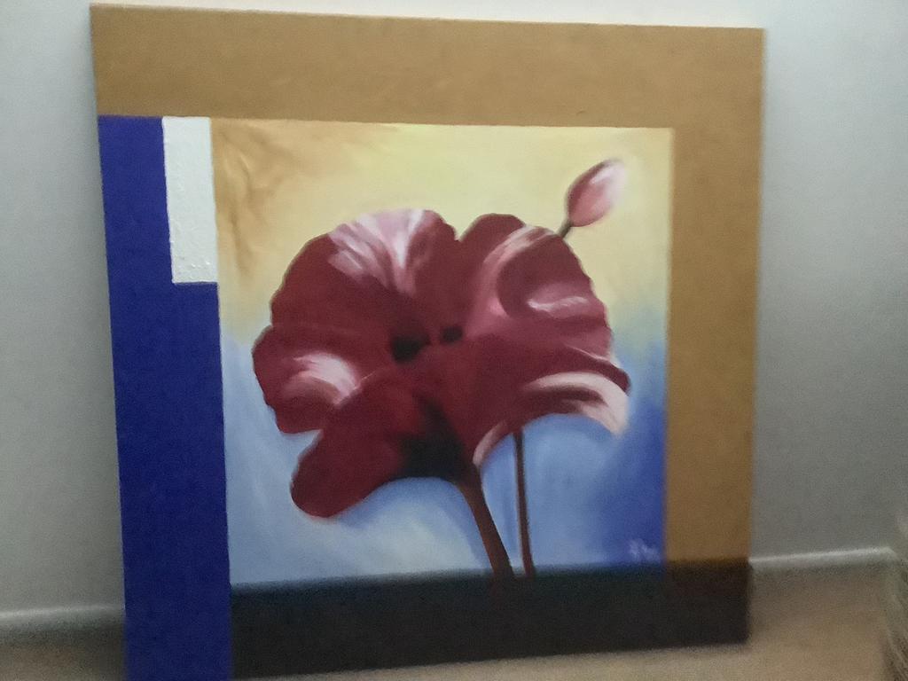 Klaproos in kader, Antiek en Kunst, Kunst | Schilderijen | Abstract, Ophalen
