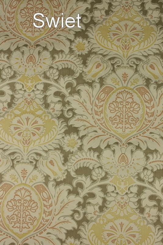 7582 vintage Frans bruin barok behang 70s swiet, Ophalen of Verzenden, Minder dan 10 m², Bruin