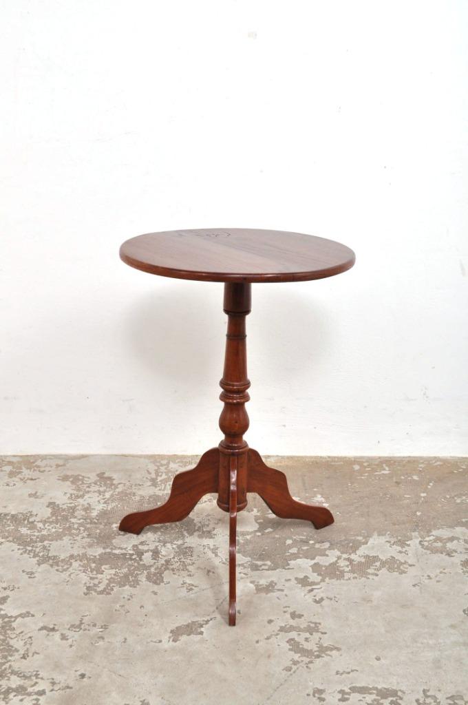 Antieke mahonie side table bijzettafel tafel ca 1875, Minder dan 55 cm, Gebruikt, Rond, Ophalen of Verzenden