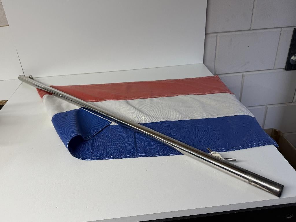 RVS vlaggenstok 105 cm, Ophalen of Verzenden, Gebruikt, Lijn of Blok