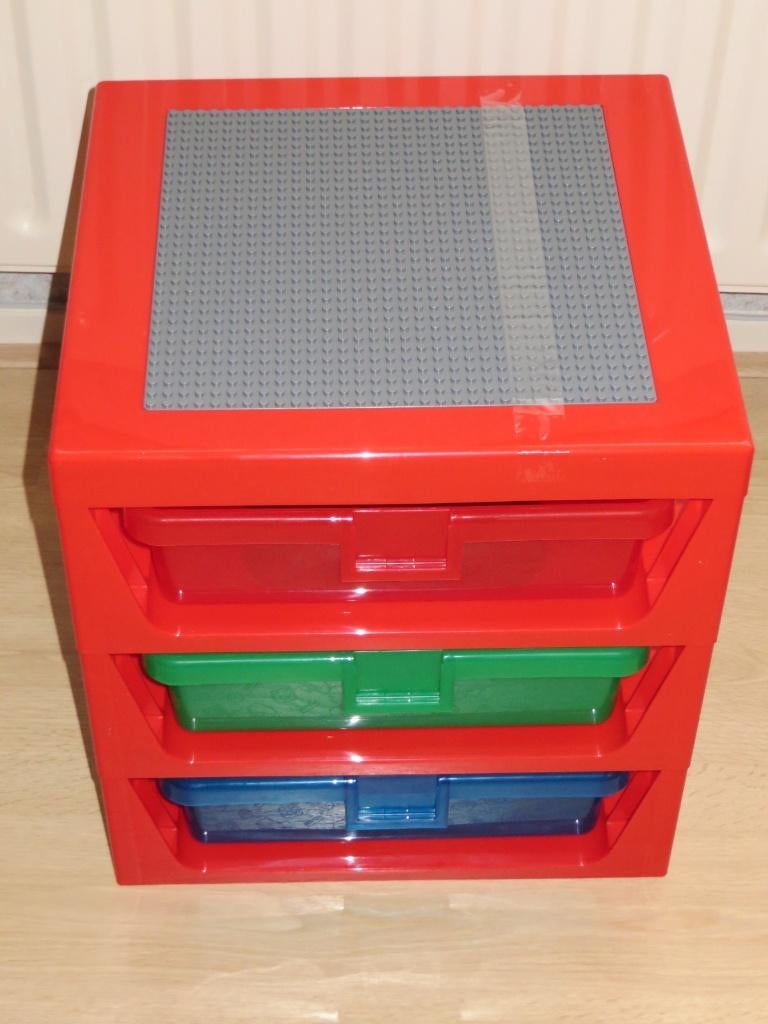 Lego opbergkast met 3 lades en bouwplaat nieuw, Ophalen of Verzenden, Nieuw, Complete set, Lego