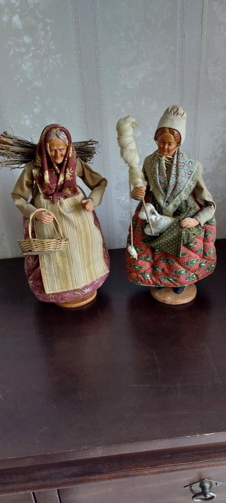 Vintage Kerststal Figuren - Handgemaakt 30cm hoog, Ophalen