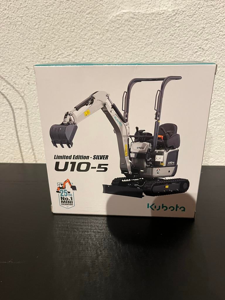 Kubota U10-5 Mini Graafmachine - Limited Edition Zilver, Hobby en Vrije tijd, Modelauto's | 1:24, Ophalen of Verzenden, Nieuw